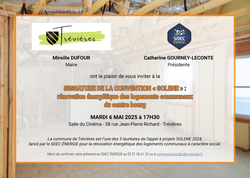 [TRANSITION] TREVIERES : signature de la convention SOLENE rénovation énergétique des logements communaux le mardi 6 mai à 17h30