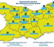 carte des CLE des communes – hors Caen la mer – au comité syndical 